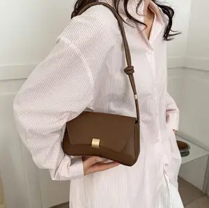 Elegant Knotted Strap Shoulder Bag, Structured Flap shoulder bag with  Clasp for Women ﻿