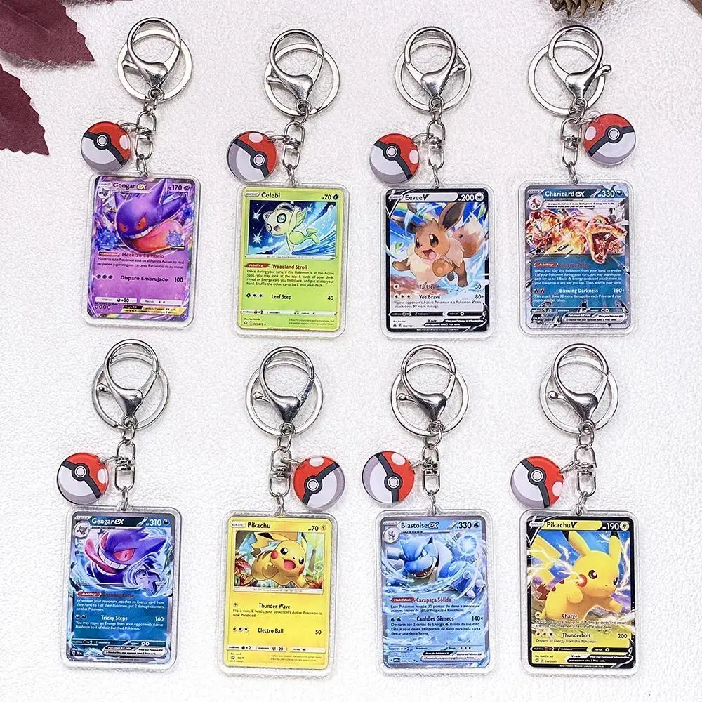 Pokémon Pikachu Bulbasaur Eevee Squirtle Cute Keychain Accessories Acrylic Charms Pendant For Bag Key Holder Backpack Decoration