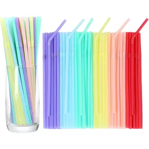 200 count Straw 8.28" x 0.23"Solid Many Colors Flexible Drinking Straws, Plastic Disposable Bendy Straws (Many colors)