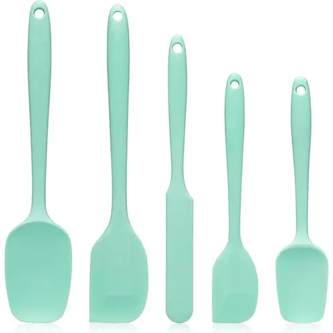 Silicone Baking Spatula Set, 5 Counts/set Heat Resistant Non Stick Cookware Spatula, Dishwasher Safe Cake Baking Tool, Nonstick Baking Tool, Bakeware, Kitchen Utensils, Baking Utensils Supplies, Baking Accessories, Home Baking Supplies