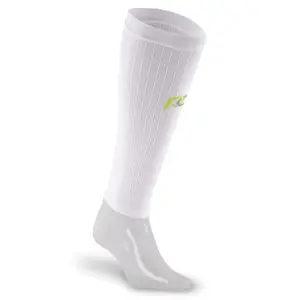 RC Compression Calf Sleeves White 20-30mmHg Graduated Compression for Performance Recovery Unisex Fit Knee Socks with Anti-microbial Moisture-wicking Fabric - Leg Protector