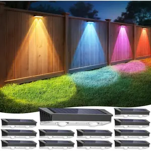 Solar Fence Lights Outdoor 12 Pack, 7 Fixed Colors & Color Changing Fence Lights Solar , IP65  Backyard Decoration for Patio, Deck, Pool, Step