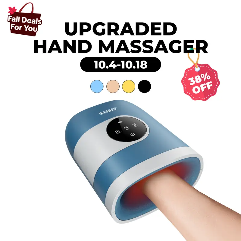 CINCOM Upgraded Wireless Hand Massager - Cordless Finger Soother with Adjustable Customizable Settings, Rechargeable 3000mAh Charging Comfort Warmth, Portable Pain Relief Relaxing Selfcare Device, Ideal Relaxing Gifts for Dorm Students