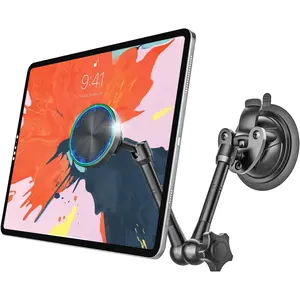 Tablet Holder with  Suction Cup, Anti-Shake Windshield & Dashboard Tablet Mount for   SUV, Metal Arm iPad Dash Mount for 4-11" iPad Pro Air Mini, Galaxy Tab,