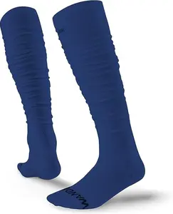 WANDER Football Scrunch Socks for Men - Extra Long Sport Socks 2 Packs, Cotton Ankle Support Padded for Youth Adult 6-9/10-13