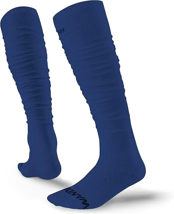 WANDER Men's Football Scrunch Sports Socks - 2 Packs Extra Long Compression Cotton Socks with Ankle Support Padding for Youth Adults (Shoe Sizes 6-9/10-13), Compression Socks