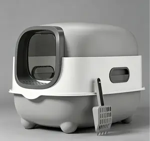 No More Litter Everywhere! Enclosed Cat Litter Box with Anti-Splash Door