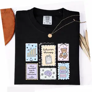 Comfort Colors Behavior Therapy Sweatshirt or Short Sleeve T-Shirt, BCBA Stamp Work, ABA RBT, Behavior Analyst, Behavior Tech, SPED Teacher Womenswear Top