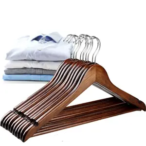 High-End Solid Wood Clothes Hangers, Natural Wooden Coat Hangers, Curved Design Hanger, 360 Degree Rotating Hooks, Durable 1.2cm Thick, Multi-Purpose, Rotatable Clothes Hanger