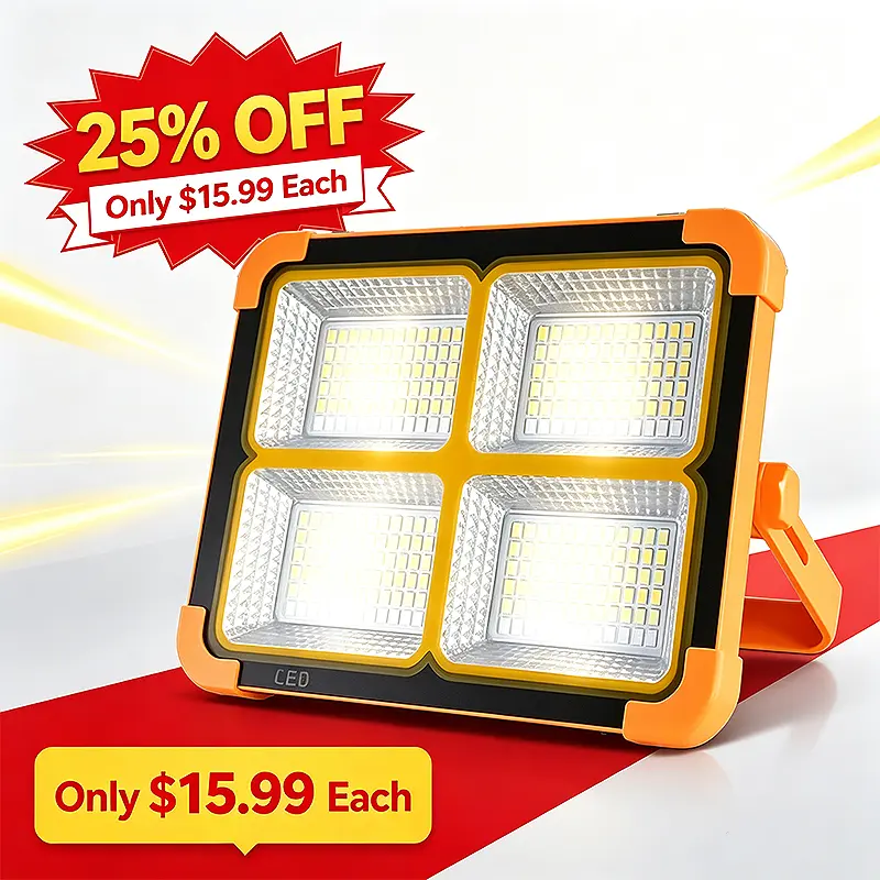 Portable LED Solar Work Light - Handheld Compact Plastic Flashlight with Stepless Brightness, 180° Rotatable Adsorbable Illumination, 4 Hand Lanterns, Rechargeable Automotive Inspection Tool for Car Repairs, Handheld Flashlights, Four Hand Lanterns