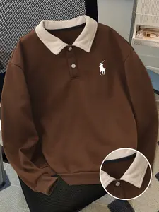 Men's Fashion Classic Casual Polo Neck Pullover Sweatshirt, Easy on and Off, Must-Have for Stylish People, Multiple Colors Available