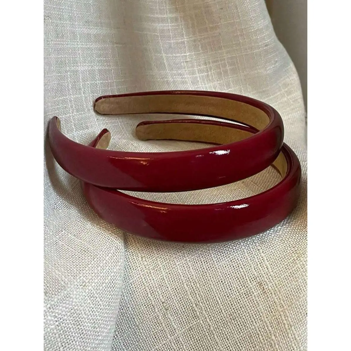 1pc Retro Red PU Leather High Hairline Wash Face Non-Slip Headband, Accessories,Hairband ,Hair Hoop,Hairband,Hair Hoop Headbands