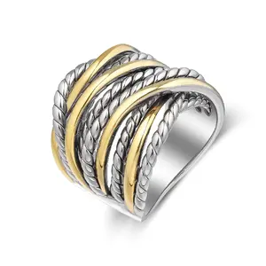 Intertwined Metallic Band Ring - Textured Statement Jewelry for Women