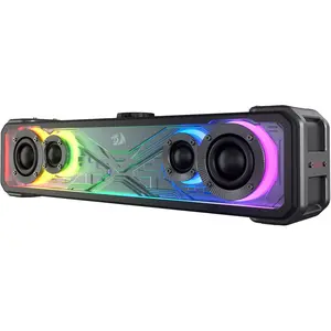 Redragon GS817 RGB Desktop Audio Soundbar, 2.0 Channel Stereo Speakers for Desktop w/Massive 30W Max Power, Touch-Control, Bluetooth 5.3 & 3.5mm AUX Inputs, Black Audio Smartphone