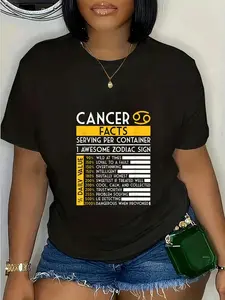 100% Cotton Cancer Facts Zodiac Sign Astro Twins Birthday Horoscope T-Shirt