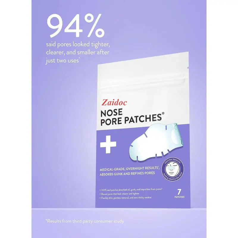 | Nose Pore Patches | Medical-Grade Hydrocolloid | Targets Pores & Pimples | Absorbs Oil Overnight | Vegan | Cruelty-Free | Facial Skin Care Products | 7 Ct