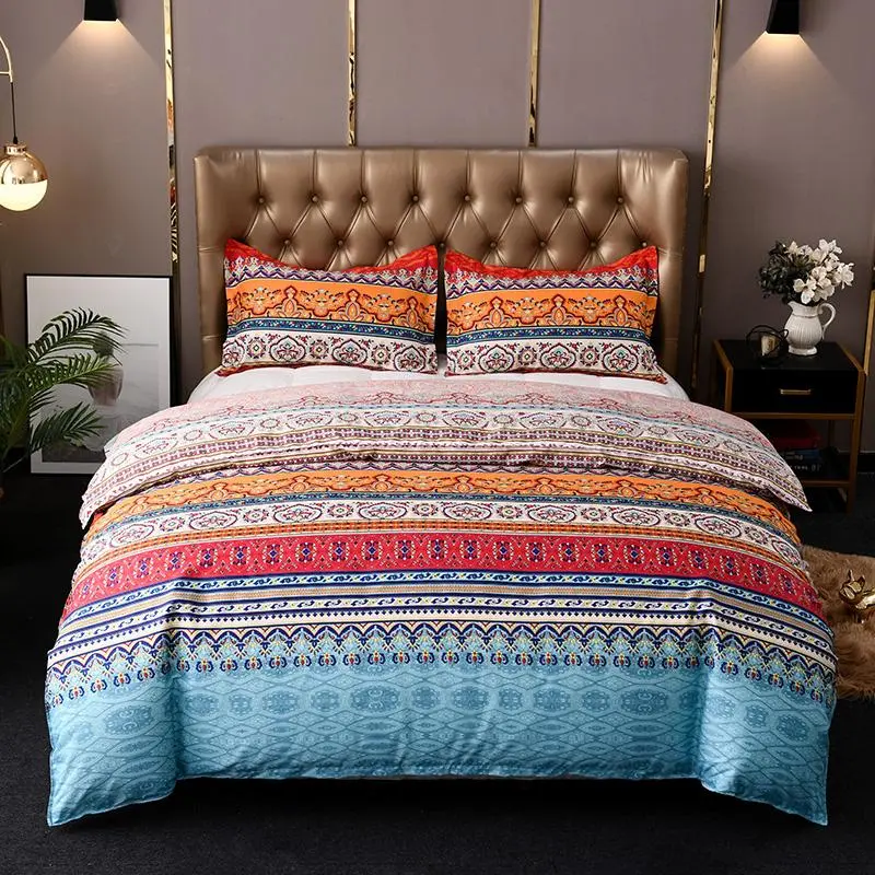 Bohemian Style Bedding Set, 3 Counts/set Including 1 Count Duvet Cover & 2 Counts Pillowcase without Filler, Soft Comfortable Bedding Set for Home Bedroom, Boho Bedding Set, Soft Bedding Sets, Comfy Bedding Set