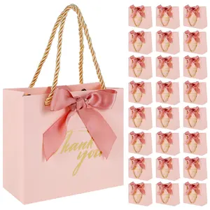Pink Thank You Paper Gift Box Wedding Favors for Guests Birthday Party Candy Cookie Packaging Bag Baby Shower Decor Supplies