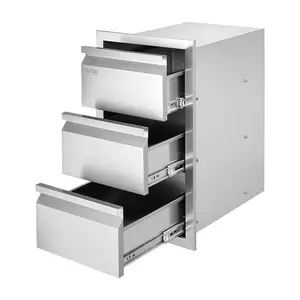 VEVOR Outdoor Kitchen Drawers 15 Wx 25.4 Hx 19 D, Box Frame Style Flush Mount BBQ Drawers with Stainless Steel Handle, BBQ Island Drawers for Outdoor Kitchens or Patio Grill Station