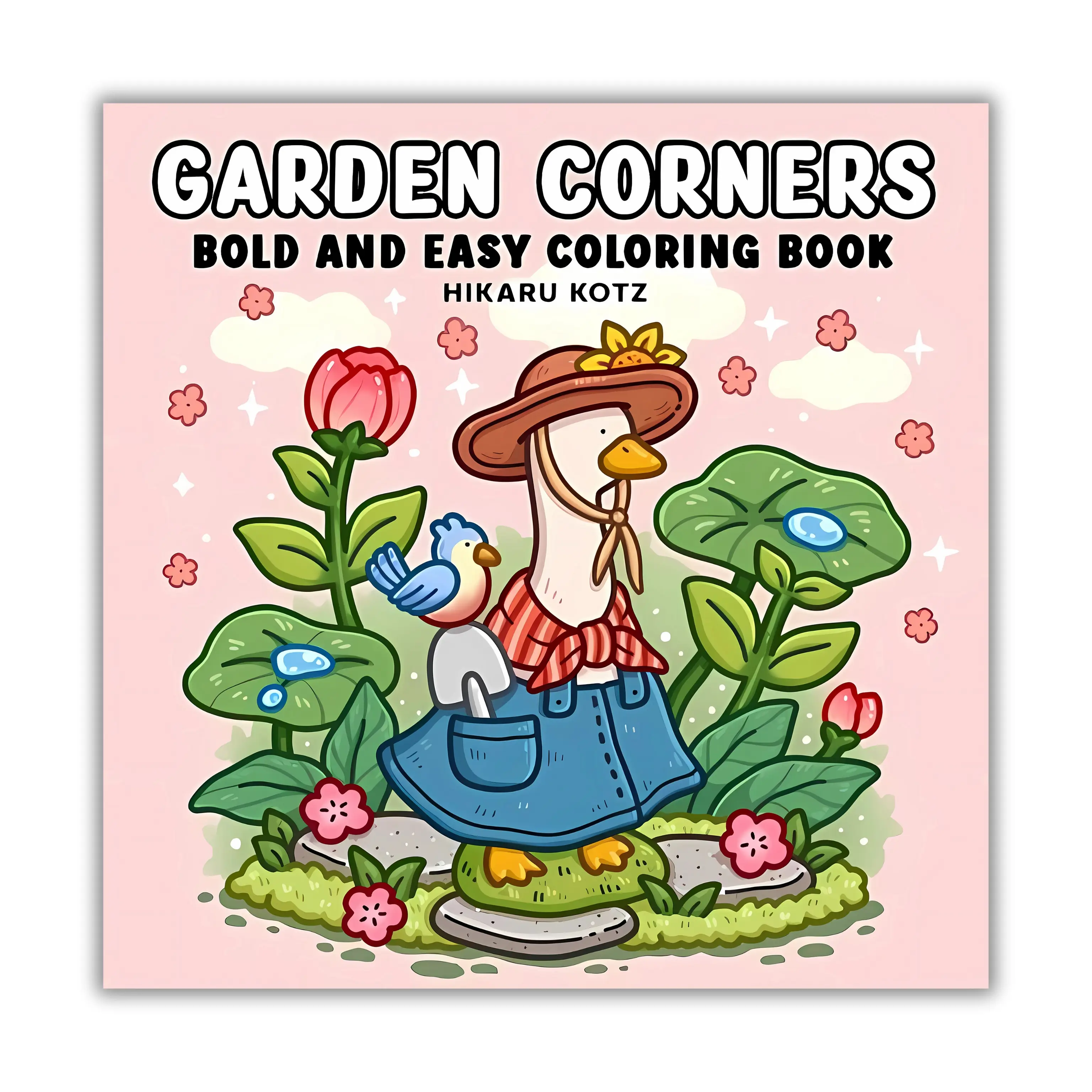 Adult Garden Corners Coloring Book - Bold Easy-to-Color Pages, Cute Pre-Printed Garden Designs, Art and Craft Gift for Painting & Design Enthusiasts