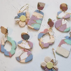 Spring Confetti Every Day Earrings - Handmade Polymer Clay Earrings, 14K Gold Plated Surgical Steel Post, Lightweight, Hypo-allergenic and Durable