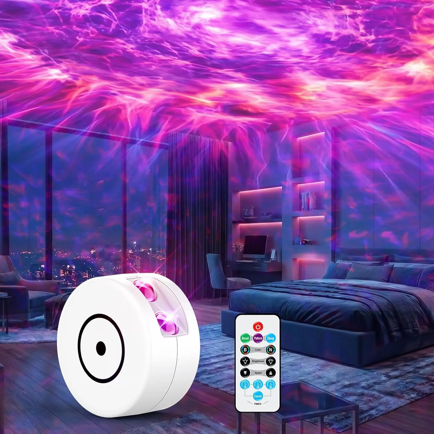 LED Galaxy Star Projector – 41 Color Lighting Modes, Nebula Ceiling Lamp with Timer & Remote Control