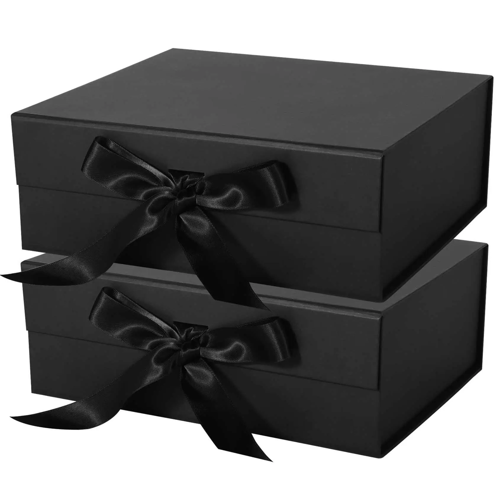 2 Pcs Gift Box with Lid for Presents 10.2*9*3.7 Inches with Ribbon and Magnetic Closure, Hand Gift Box Export Packaging Folding Box, Hard Case,