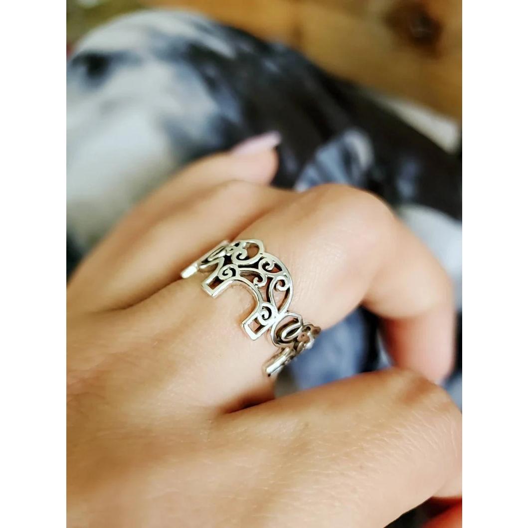 Emma Vera Jewelry Sterling Silver Elephant Mandala Ring Emma Vera Jewelry Sterling Silver Elephant Mandala Ring