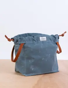 Revival Yarns Knitting Project Bag - Original Size 10x10x6in Cotton Canvas Organizer with Front Pattern Pocket & Rear Zipper Pocket for Yarn & Tools