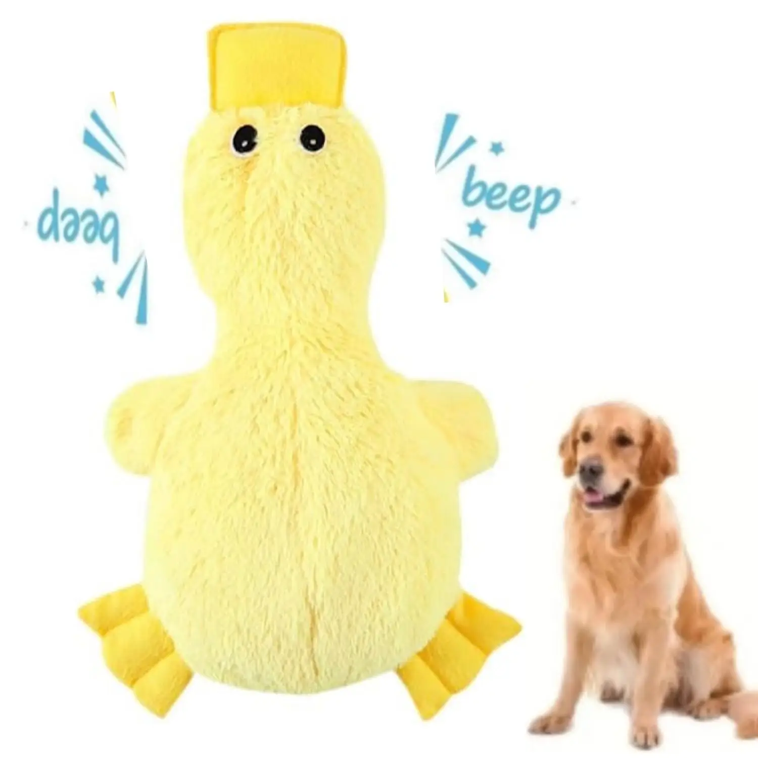 Cute Duck Design Squeaky Pet Plush Toy, Durable Chewable Plush Toy for Dogs, Bite Resistant Stuffed Animal Plushie