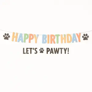 Colorful "Happy Birthday" Pawty Letter Banner