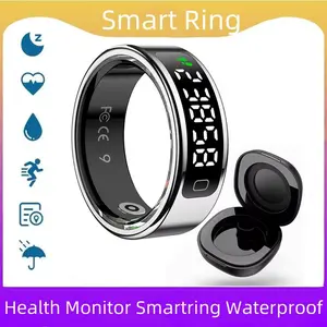 R11C Display Screen Smart Wearable Ring Devices Men Women Gesture Swipe Video Smartring Charging Case Health Monitor Waterproof For Android IOS