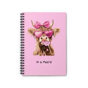 Cute Cow Notebook, Pink Highland Cow Journal, Moody Cow Spiral Notebook, Humorous and Aesthetic Girly Journal, Gift for Cow and Animal Lovers, Back to School Stationery, Daily Chic Notebook, Girly Stationary