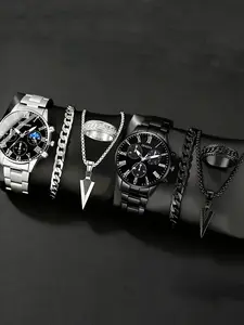 Two watches and six fashion accessories for men and women, the perfect Father's Day or Easter gifts for him, Casual Trendy Wristwatch