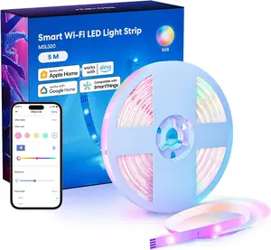 Smart LED Strip Lights Works with Apple HomeKit, 16.4ft WiFi RGB Strip, Compatible with Siri, Alexa&Google and SmartThings, App Control, Color Changing Led Strips for Bedroom, TV
