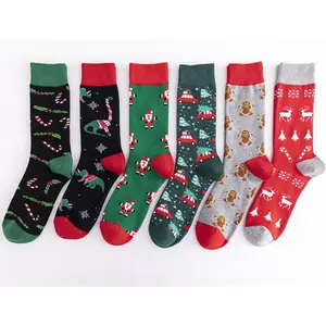 New Colorful Fashion Socks Medium-High Cotton Socks Large Size Christmas Elements Casual Trendy Men's Socks