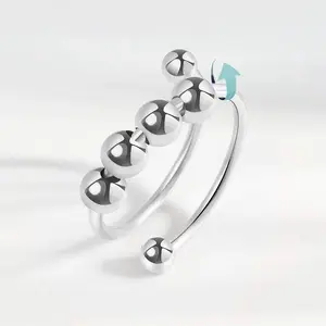 Adjustable double opening beads ring