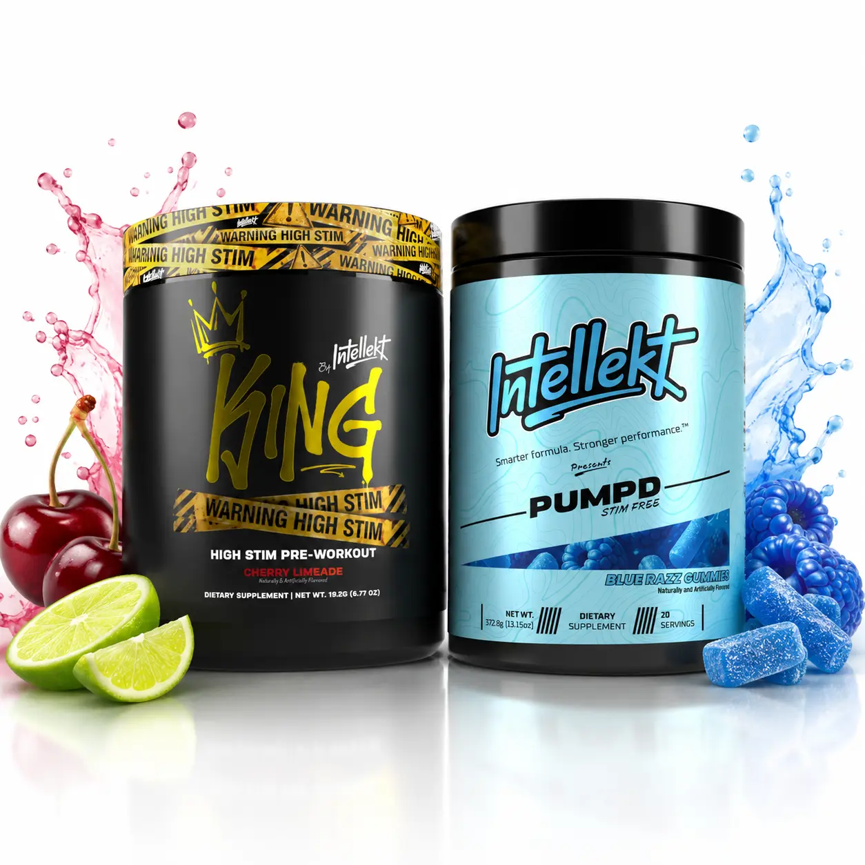 KING + PUMPD Pre-Workout Stack | High-Stim Energy + Stim-Free Pump | 2 Full-Size Tubs
