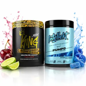 KING + PUMPD Pre-Workout Stack | High-Stim Energy + Stim-Free Pump | 2 Full-Size Tubs