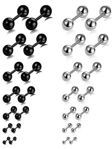 14 Pairs Stud Earrings Minimalist Sleek & Versatile Style (20 Gauge Stainless Steel Pin, Multiple 2-8MM Sizes & Secure Butterfly/Flat Backs) for Women & Girls (Daily Wear, Ear Styling & Piercing Needs) Studs Earrings