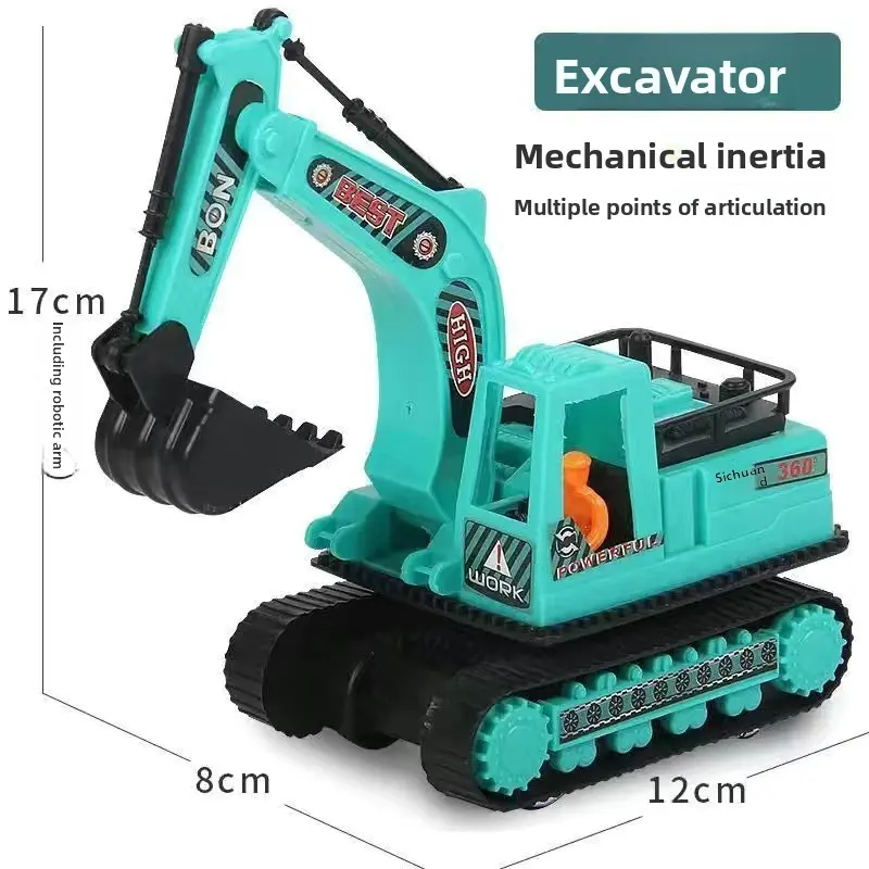 Children's large toy excavator, inertia-powered construction vehicle, excavator, hook machine, simulation model, stall merchandise