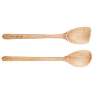 Earlywood Wooden Cooking Spoon and Scraper Set - Ideal for all Kitchen Sautéing, Stir Frying, Stirring and more. Utensil Cookware Scoop Pan
