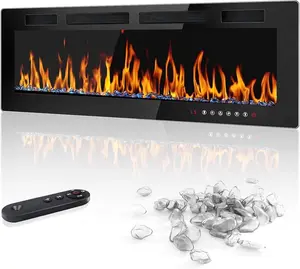 PUKAMI 72 inch Electric Fireplace Recessed and Wall Mounted,750/1500W Fireplace Heater and Linear Fireplace with Touch Screen Control Panel, Timer,Remote Control,Adjustable Flame Color and Speed