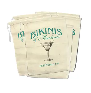 Bikinis & Martinis & Matrimony Bachelorette Party Favor Bags - Pack of 6 | Fill-Your-Own Kit Bags for Beach Bach Parties Gifts