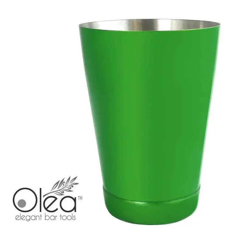 Olea™ 16oz Stainless Steel Weighted Tin Cocktail Shaker - Metallic Green Neon Glow, Durable Mixology Bar Utensil for Kitchen & Bar Use (Glows Under Black Light)