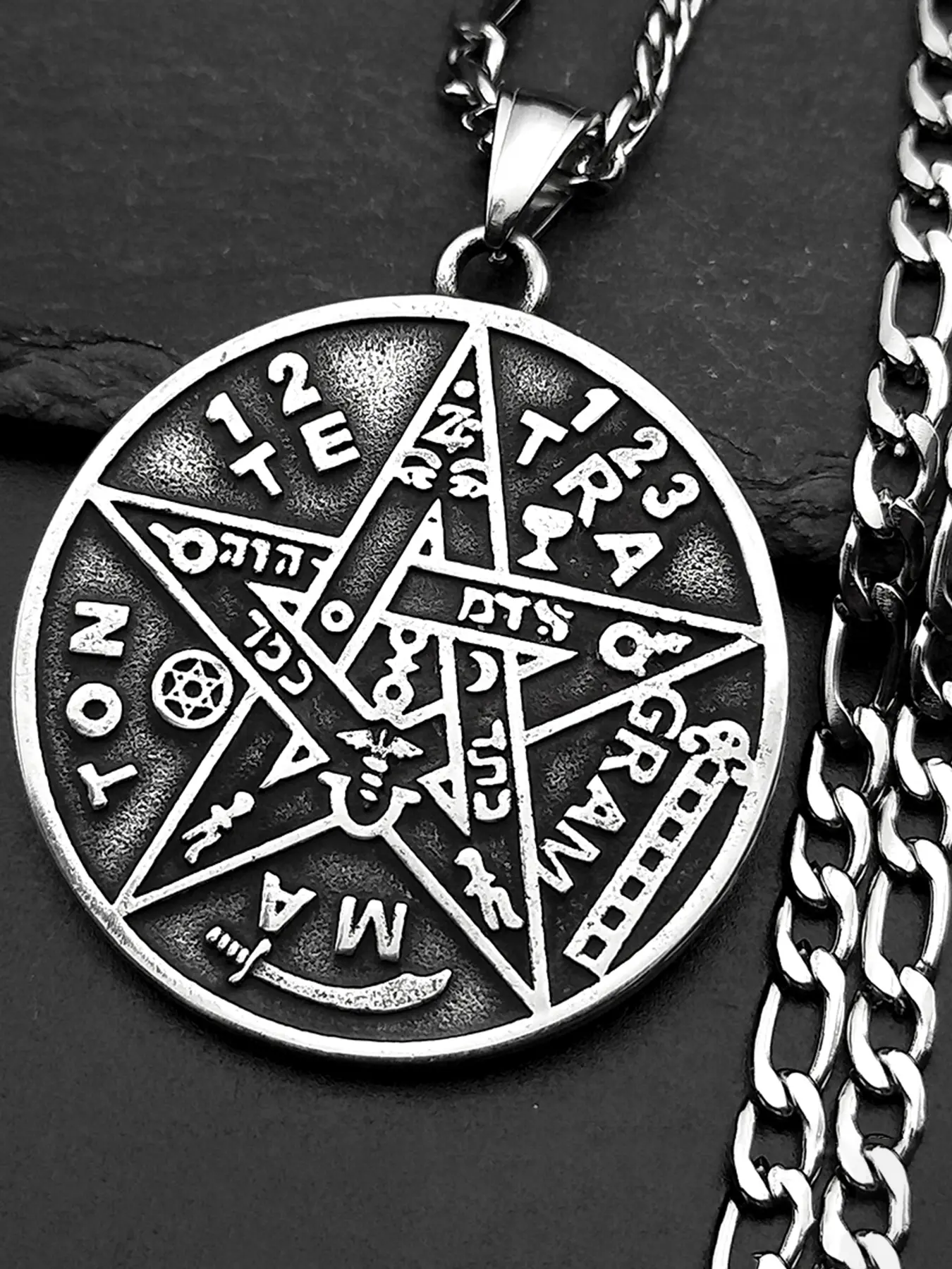 Witchcraft Pentagram Geometric Necklace For Women Stainless Steel Original Tetragrammaton Solomon Gothic Dark Amulet Power Chain Gifts