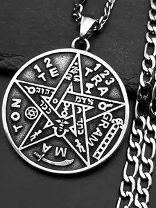 Witchcraft Pentagram Geometric Necklace For Women Stainless Steel Original Tetragrammaton Solomon Gothic Dark Amulet Chain Gifts