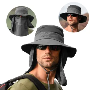 Outdoor Wide Brim Sun Hat Men and Women - 3-IN-1 Outdoor Fishing Hat , Wide Brim Sun Hat for Camping and Working
