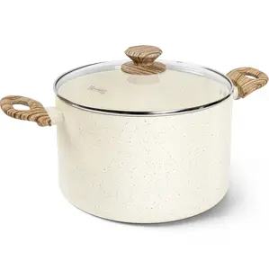 MICHELANGELO 8 Quart Stock Pot with Lid, Nonstick Cooking Pot, Cookware Soup Pot with Lid, Induction Pot for Cooking, Stockpot with Healthy Coating, White