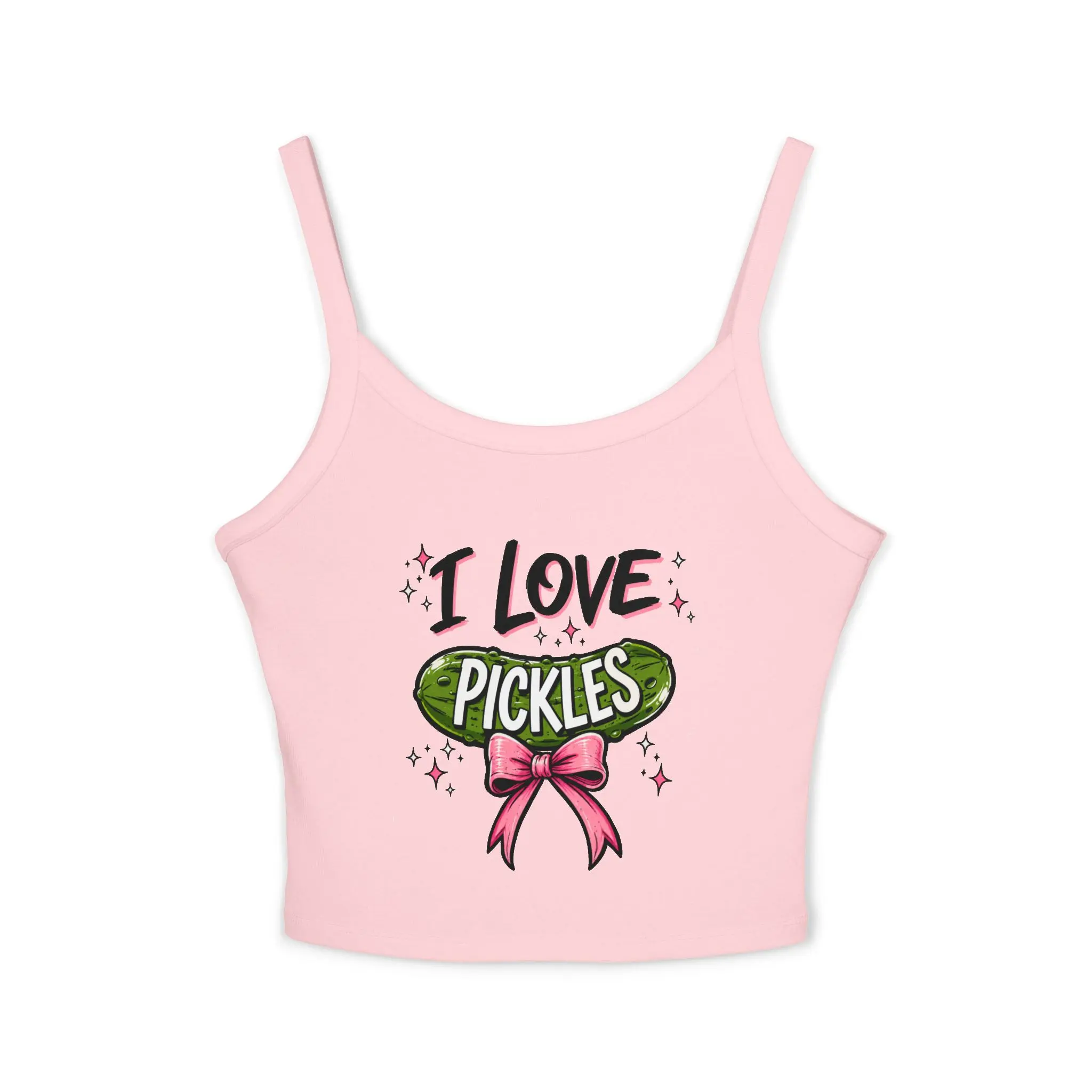 I Love Pickles Spaghetti Strap Tank Top | Cute Pickle Graphic
